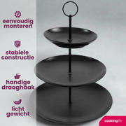 thumbnail: Cookinglife Etagère zwart ø 16, 21 & 26 cm - 3-laags - 32 cm hoog