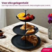 thumbnail: Cookinglife Etagère zwart ø 16, 21 & 26 cm - 3-laags - 32 cm hoog