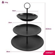 thumbnail: Cookinglife Etagère zwart ø 16, 21 & 26 cm - 3-laags - 32 cm hoog