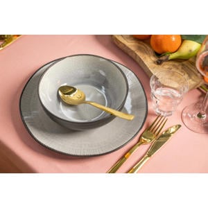 Serviesset Nola Warm Grey 18-delig / 6 personen - 6 dinerborden, 6 ontbijtborden en 6 kommen