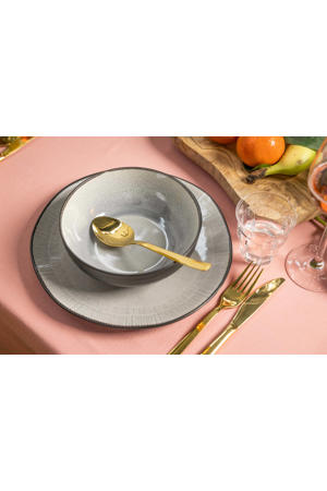 Serviesset Nola Warm Grey 18-delig / 6 personen - 6 dinerborden, 6 ontbijtborden en 6 kommen