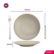 thumbnail: Cookinglife Ontbijtborden / Dessertborden Coastal Lines Ocean Beige ø 21 cm - 6 Stuks