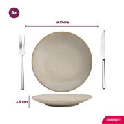 thumbnail: Cookinglife Ontbijtborden / Dessertborden Coastal Lines Ocean Beige ø 21 cm - 6 Stuks