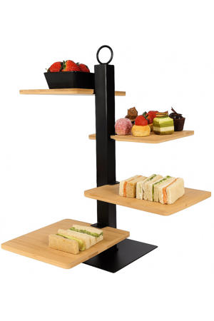 Etagere 4 Laags / Serveertoren + Schaaltje - Zwart Metaal