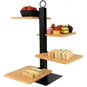 Etagere 4 Laags / Serveertoren + Schaaltje - Zwart Metaal