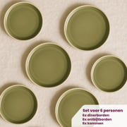 thumbnail: Cookinglife Serviesset Mos Groen 18-delig / 6 personen - 6 dinerborden, 6 ontbijtborden en 6 kommen