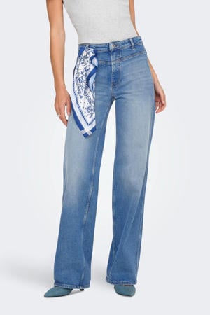high waist wide leg jeans medium blue denim