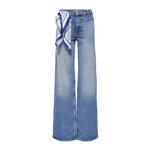 ONLY high waist wide leg jeans medium blue denim afbeelding