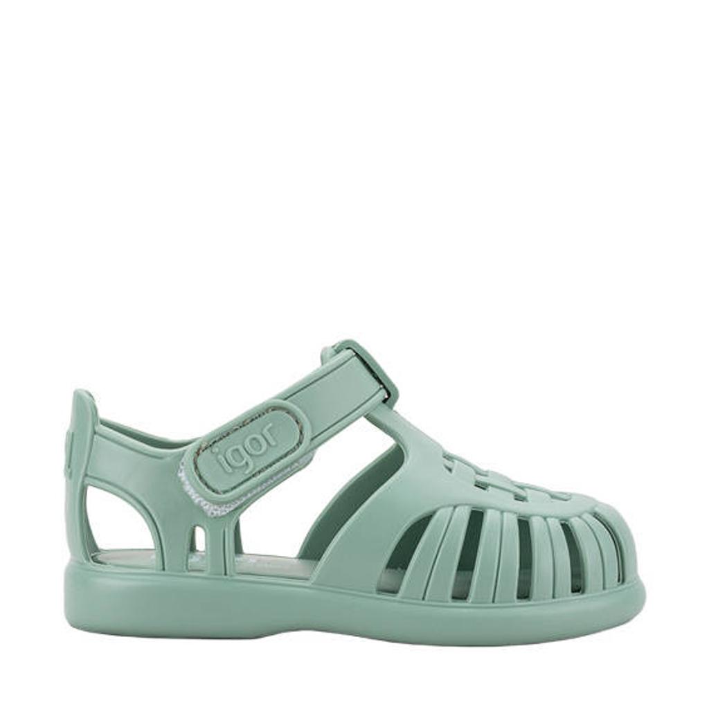 Groene jongens en meisjes Igor Tobby Solid waterschoenen jongens meisjes van rubber/pvc met klittenband