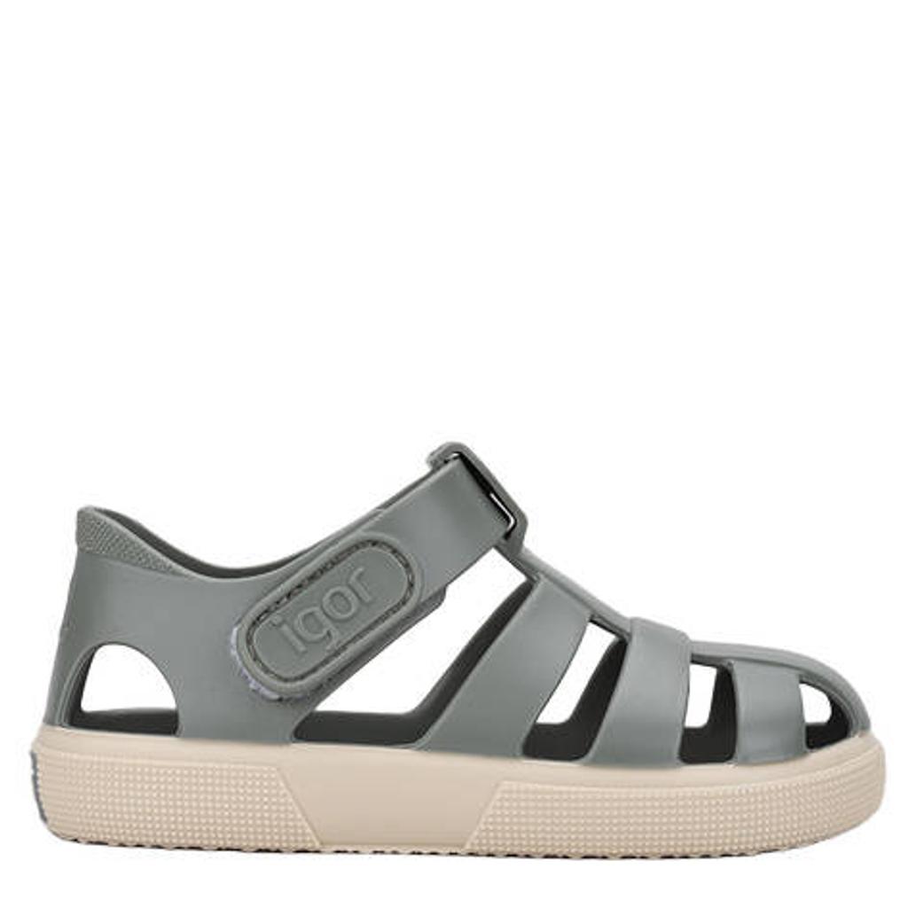 Grijze jongens en meisjes Igor Bay waterschoenen jongens meisjes groen van rubber/pvc met klittenband
