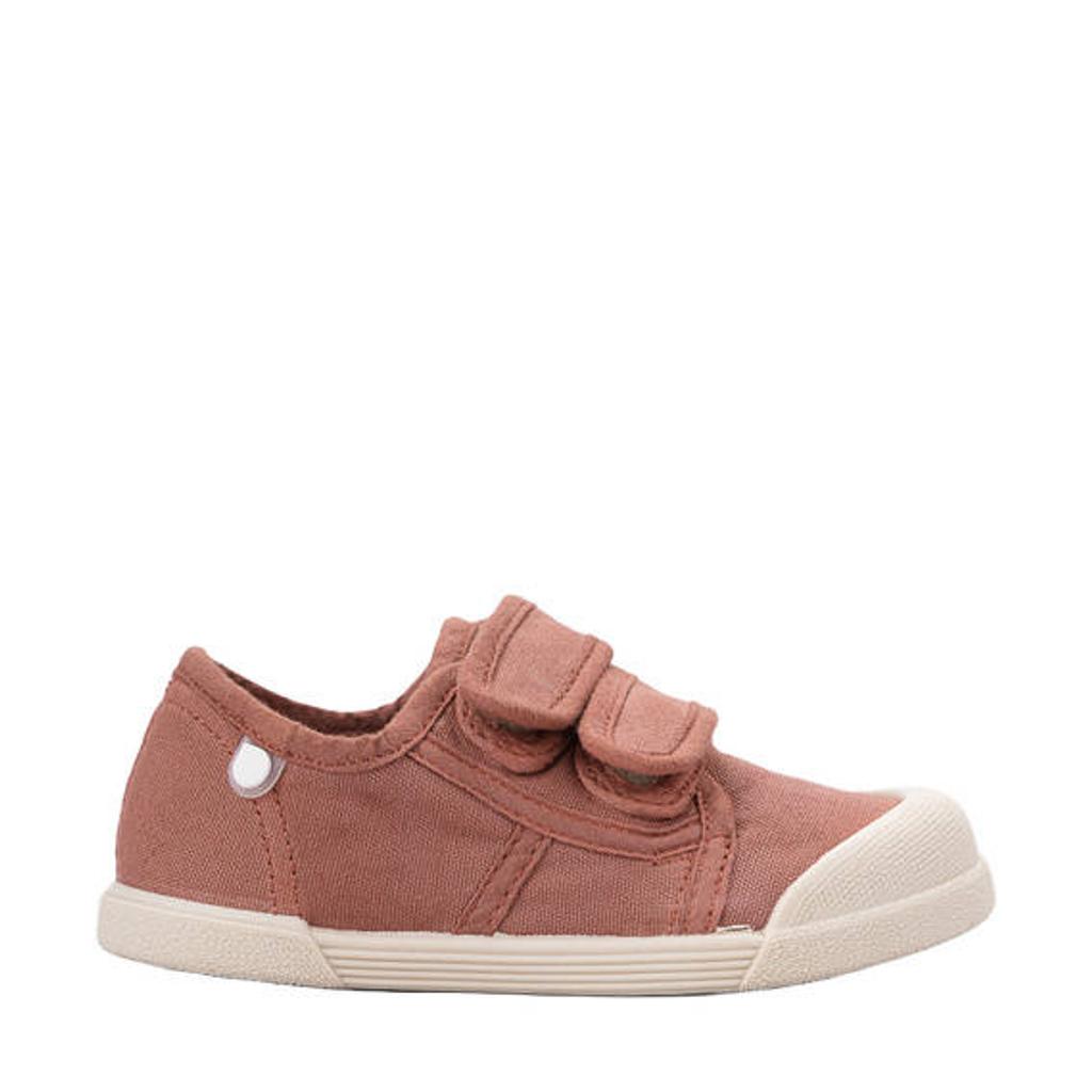Terracottakleurige jongens en meisjes Igor sneakers cota van 85% katoen/15% pvc met klittenband