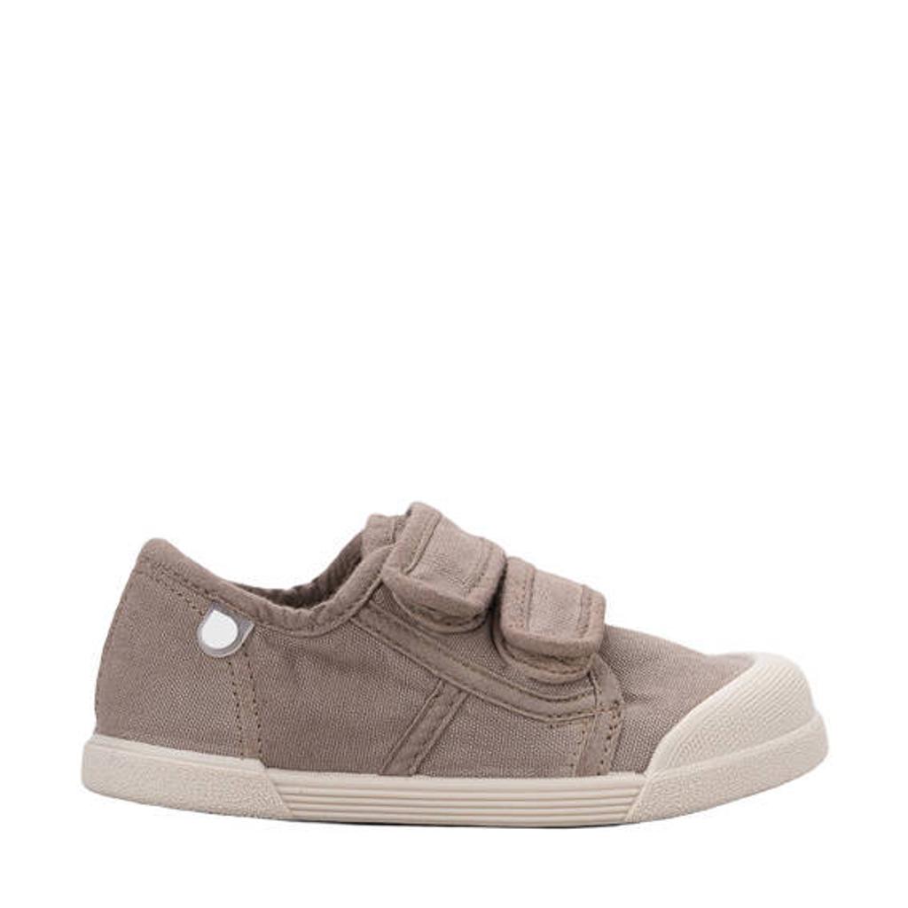 Bruine jongens en meisjes Igor sneakers van 85% katoen/15% pvc met klittenband