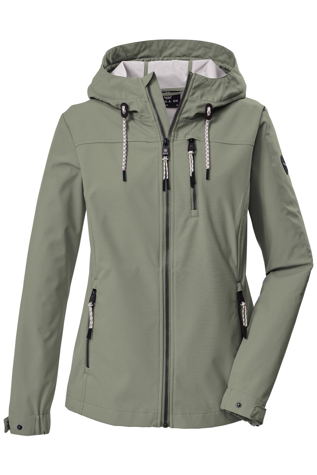 Lichtgroene dames G.I.G.A. DX outdoor jas van polyester met lange mouwen, capuchon en ritssluiting