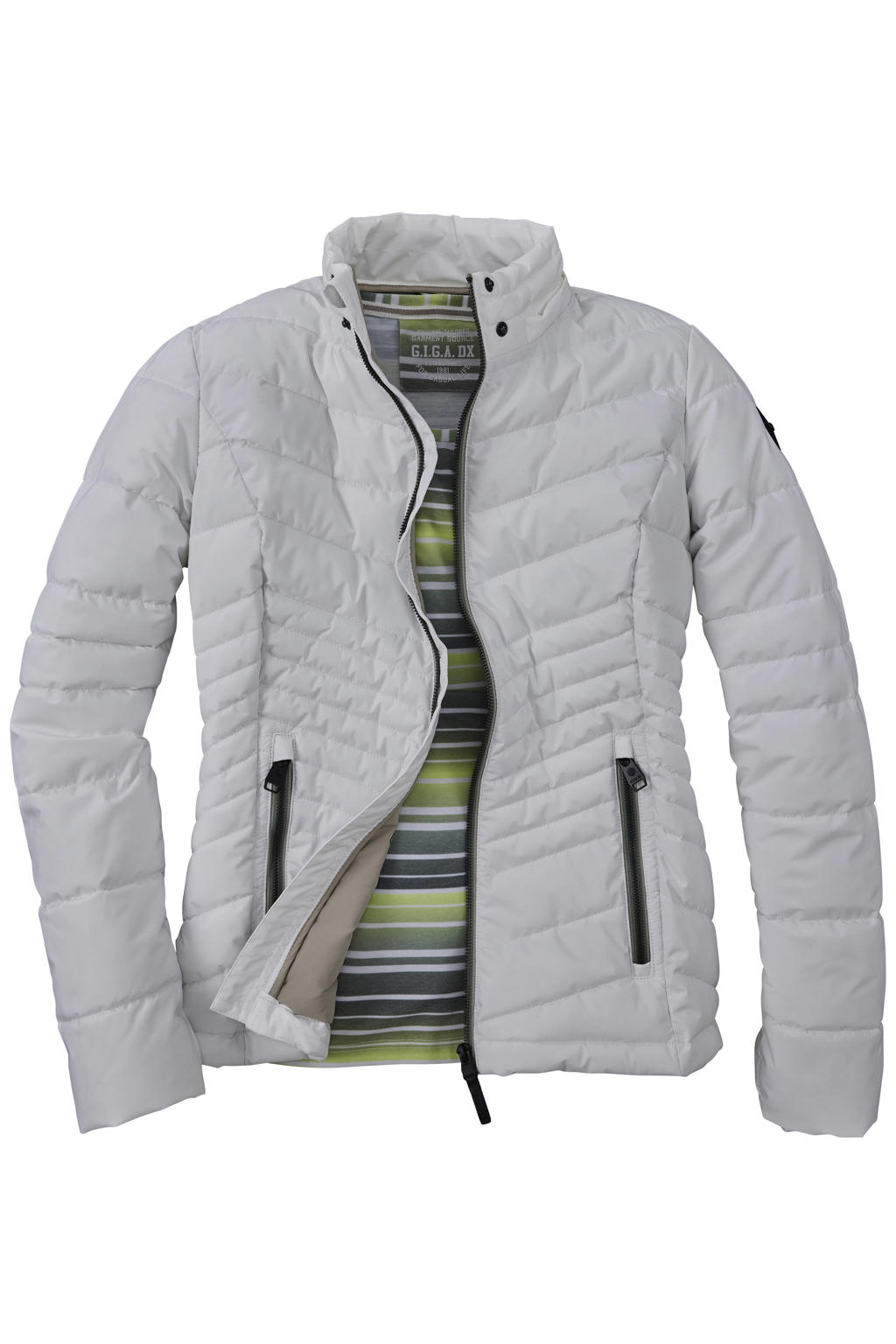 Witte dames G.I.G.A. DX outdoor jas van polyester met lange mouwen, capuchon en ritssluiting