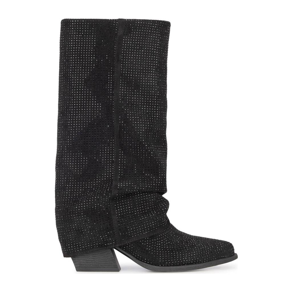 Zwarte dames POSH by Poelman Lois cowboylaarzen met studs van microfiber