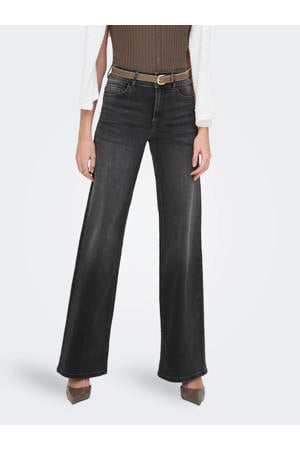 high waist wide leg jeans black denim