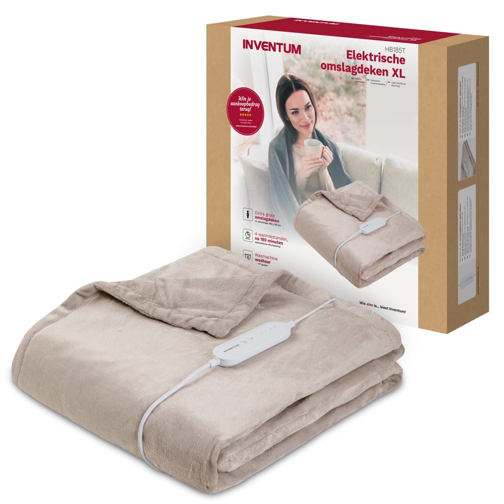 Inventum elektrische bovendeken - HB185T - 180 x 130 cm - taupe