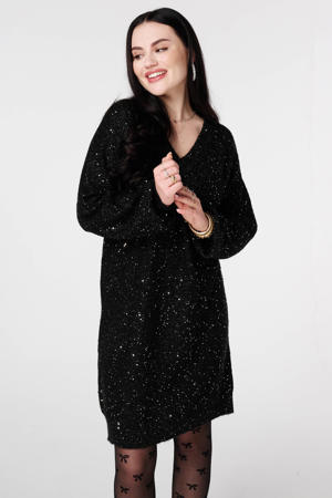 sweatjurk met glitter zwart