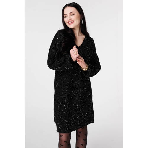MS Mode sweatjurk met glitter zwart afbeelding