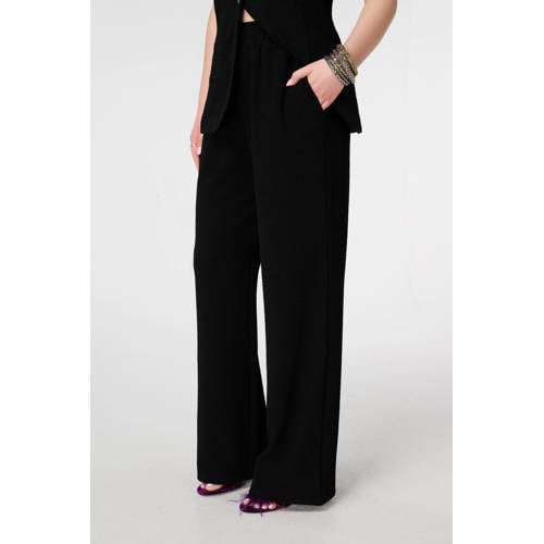 MS Mode wide leg high waist broek zwart afbeelding