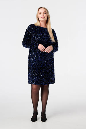 korte jurk met pailletten donkerblauw