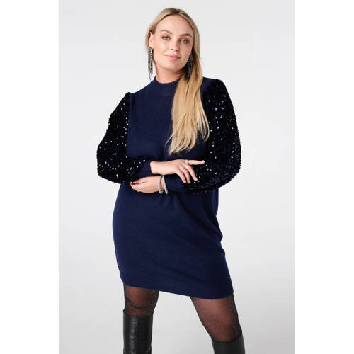MS Mode jurk gebreid donkerblauw afbeelding