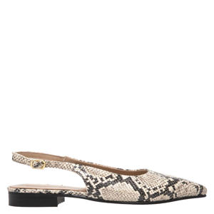 leren slingback loafers met slangenprint ecru/zwart