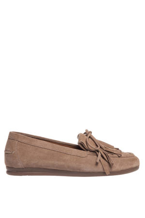 suède mocassins lichtbruin