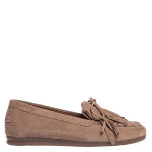 suède mocassins lichtbruin