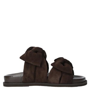 suède slippers donkerbruin