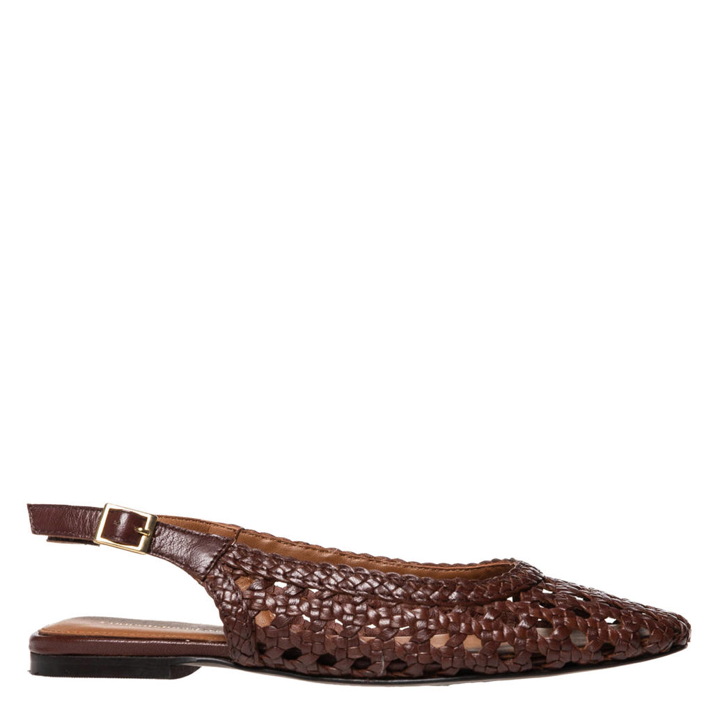 Bruine dames Copenhagen Shoes leren slingback loafers met gesp