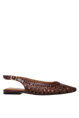 leren slingback loafers bruin