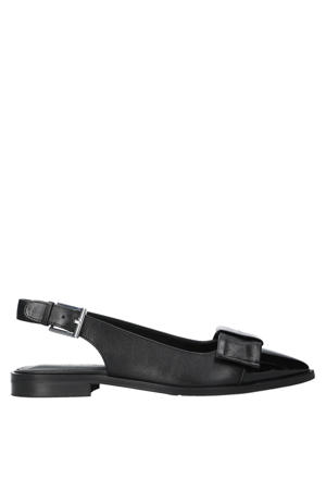 City Walk leren slingback loafers zwart