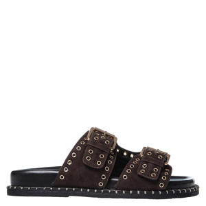 suède slippers donkerbruin