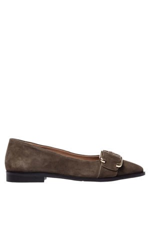 suède loafers donkergroen