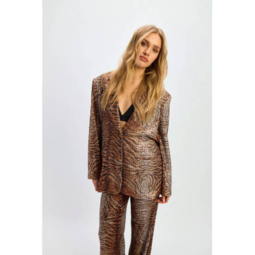 Refined Department X Vedder & Vedder oversized blazer bruin met pailletten afbeelding