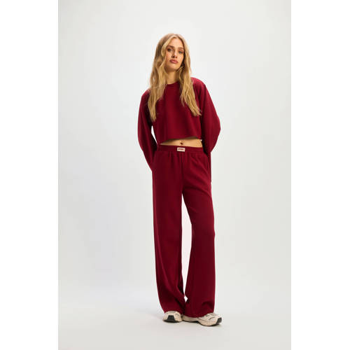 Refined Department X Vedder & Vedder wide leg regular waist broek donkerrood afbeelding
