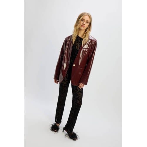Refined Department X Vedder & Vedder imitatieleren oversized blazer donkerrood afbeelding