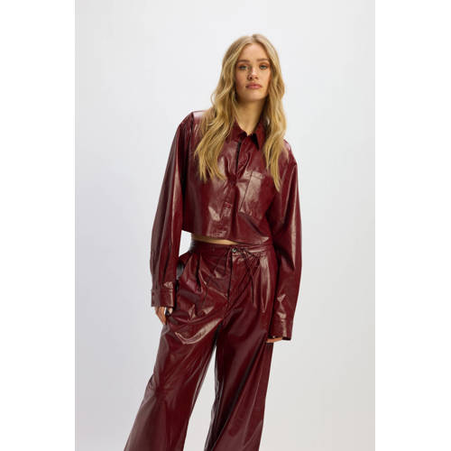 Refined Department X Vedder & Vedder imitatieleren jasje donkerrood afbeelding