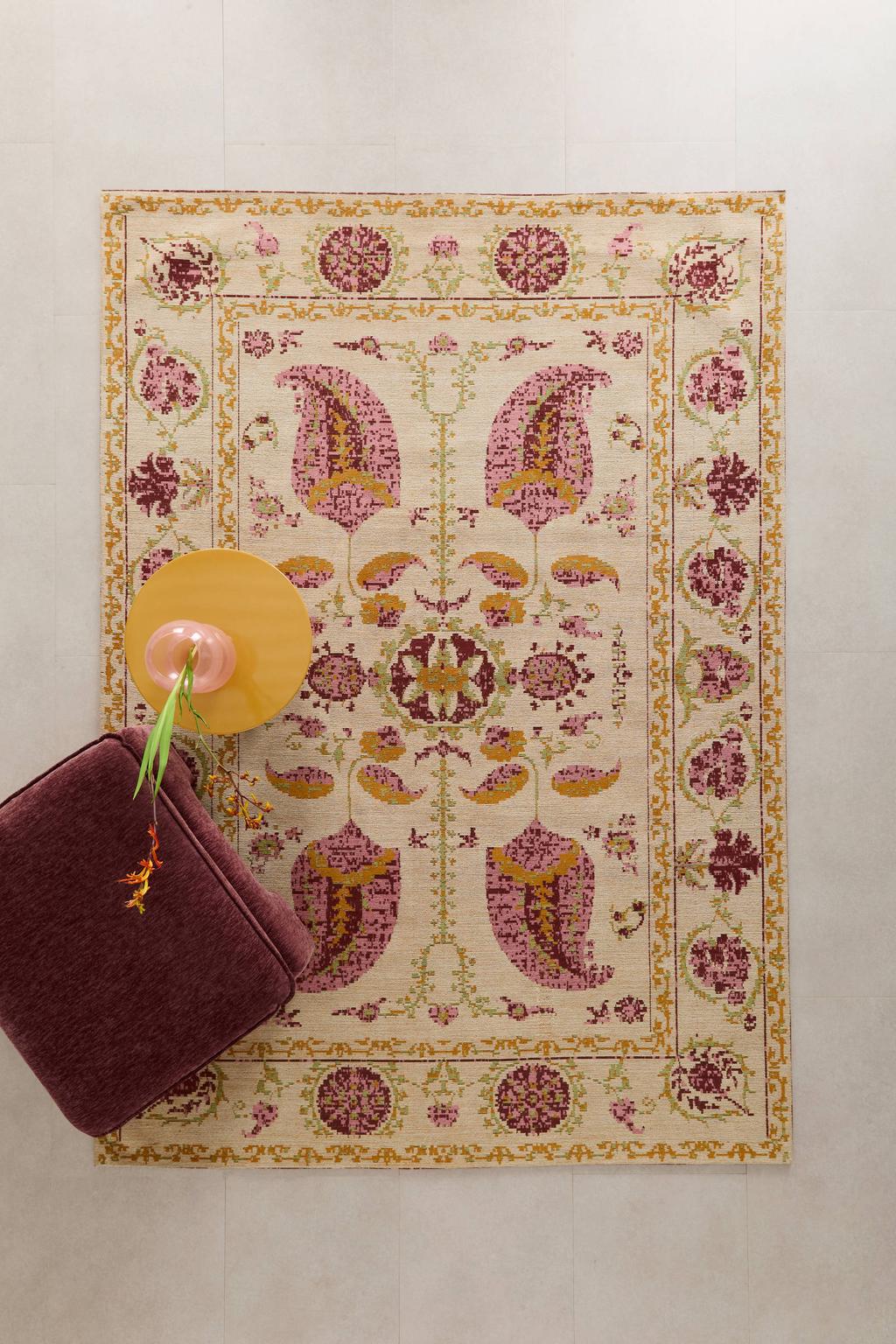 NOUS Living vloerkleed Romina roze/burgundy (290x200cm)