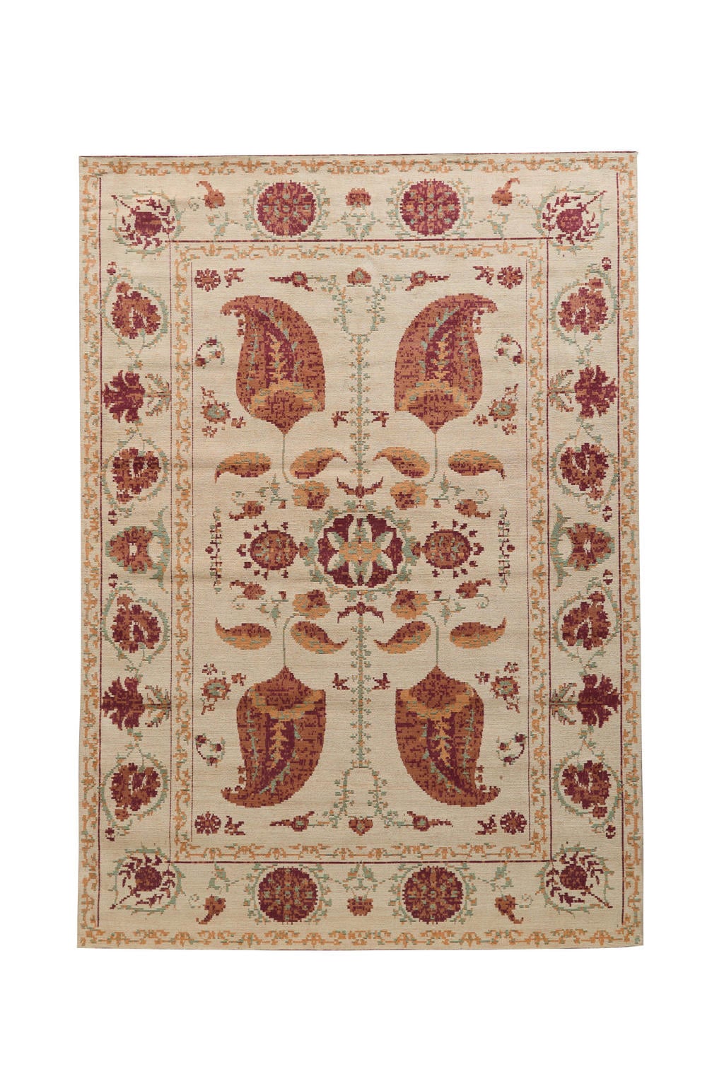 NOUS Living vloerkleed Romina burgundy/groen (230x160cm)