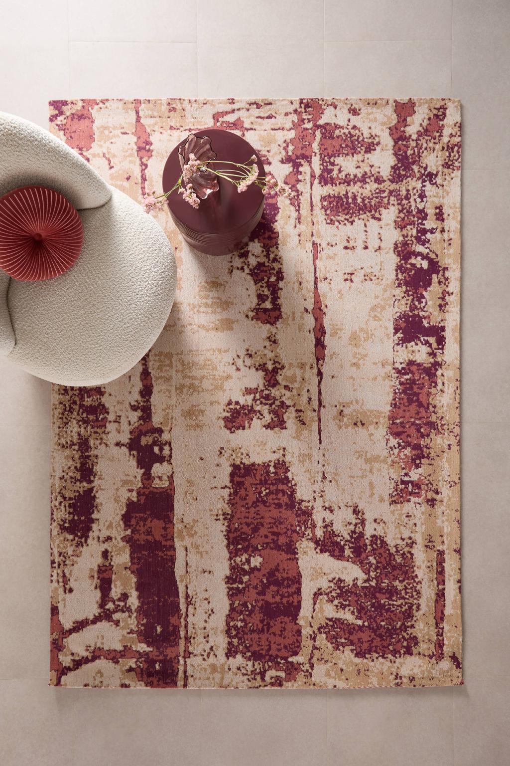 NOUS Living vloerkleed Renato bordeaux/roze (230x160cm)