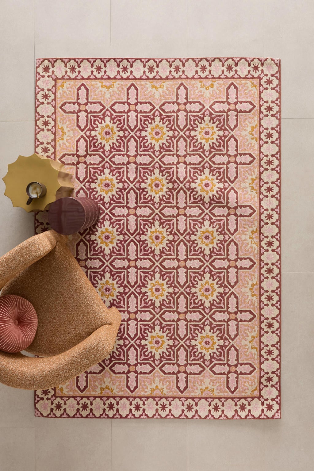 NOUS Living vloerkleed Rosalia roze/burgundy (230x160cm)