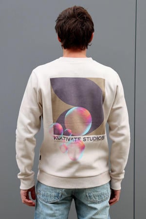 sweater met backprint beige
