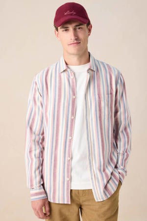 regular gestreepte casual overhemd donkerrood