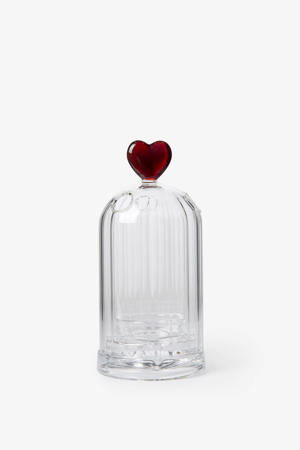 Glazen waxinelichthouder met hart (14.5x7.5 cm)