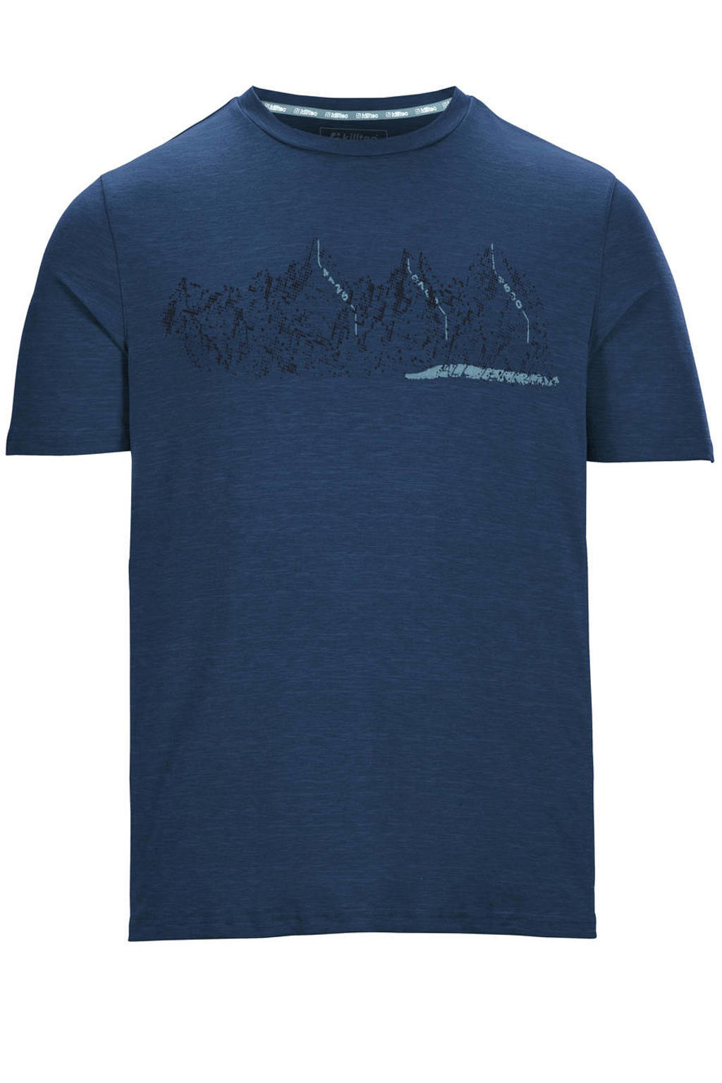 Blauwe heren Killtec T-shirt van polyester met printopdruk, korte mouwen en ronde hals