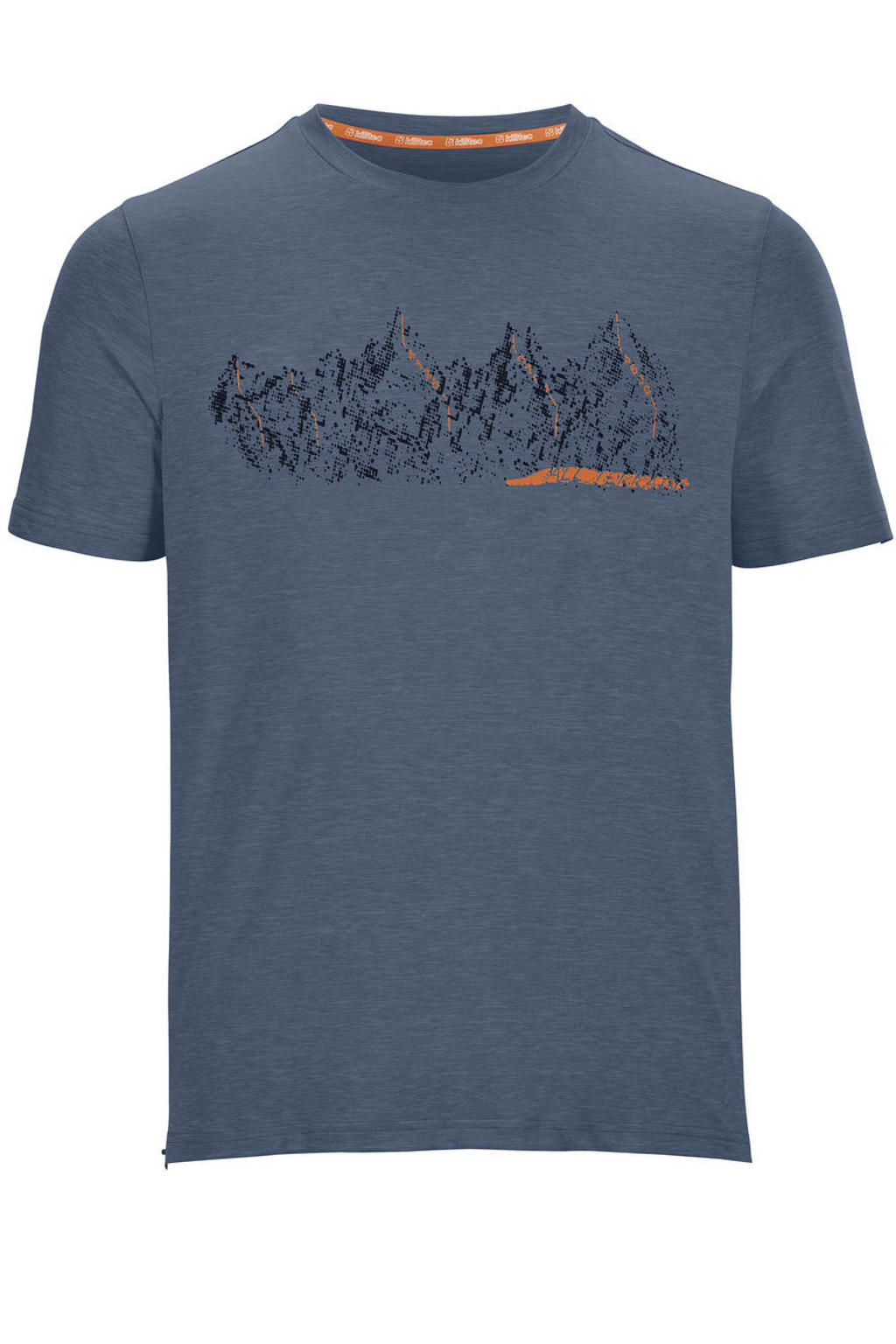 Marineblauw heren Killtec T-shirt blauw van polyester met printopdruk, korte mouwen en ronde hals