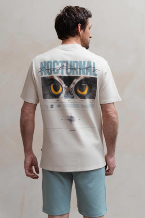 regular T-shirt met backprint beige