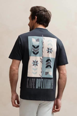 regular T-shirt met backprint donkerblauw